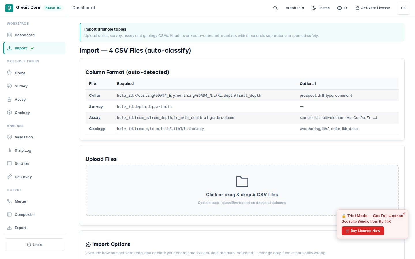 GeoSuite workflow screenshot