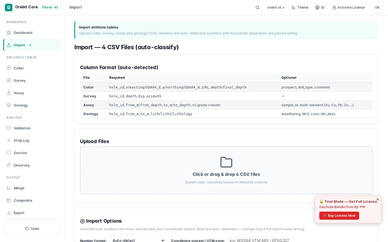 CSV Data Upload screenshot