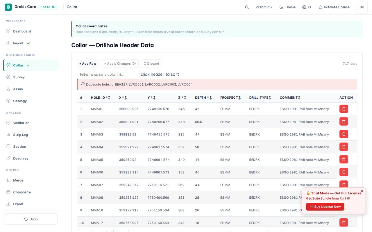 Data Table View screenshot